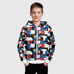 Толстовка на молнии детская Геометрия букв, цвет: 3D-белый — фото 2
