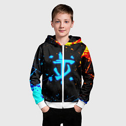 Толстовка на молнии детская Doom лёд и пламя краски, цвет: 3D-белый — фото 2