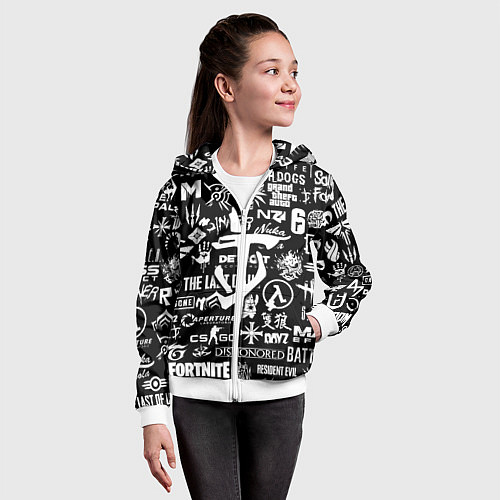 Детская толстовка на молнии Doom логотипы всех игр / 3D-Белый – фото 4