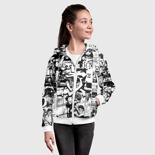 Детская толстовка на молнии Doom anime black / 3D-Белый – фото 4