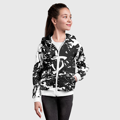 Детская толстовка на молнии Doom краски белые штрихи / 3D-Белый – фото 4