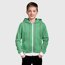 Толстовка на молнии детская Color green cage brown stripes, цвет: 3D-белый — фото 2