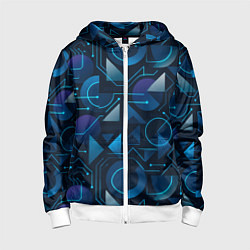 Детская толстовка на молнии Футуристическая сине-фиолетовая абстракция с хакер