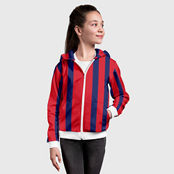 Толстовка на молнии детская Color black red stripes, цвет: 3D-белый — фото 2