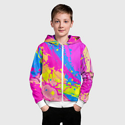 Толстовка на молнии детская Яркая абстракция из розовых и голубых красок, цвет: 3D-белый — фото 2