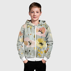 Толстовка на молнии детская Цветы и цветочки, цвет: 3D-белый — фото 2
