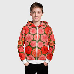 Толстовка на молнии детская Цветочная поляна паттерн, цвет: 3D-белый — фото 2