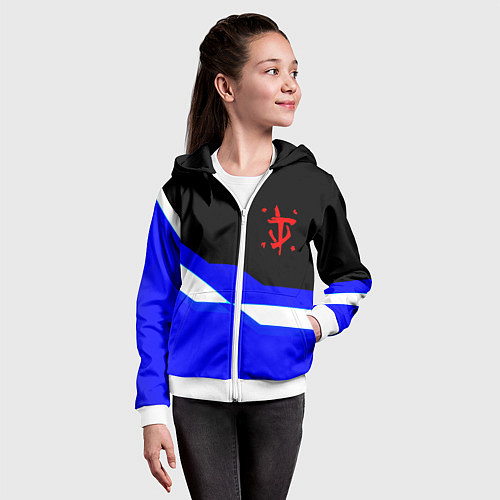 Детская толстовка на молнии Doom sport geometry / 3D-Белый – фото 4