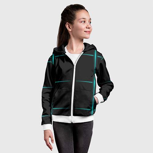 Детская толстовка на молнии Color black blue stripes / 3D-Белый – фото 4