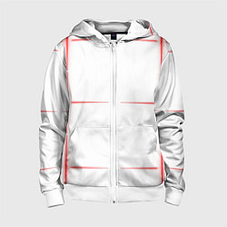 Толстовка на молнии детская Color white red stripes, цвет: 3D-белый