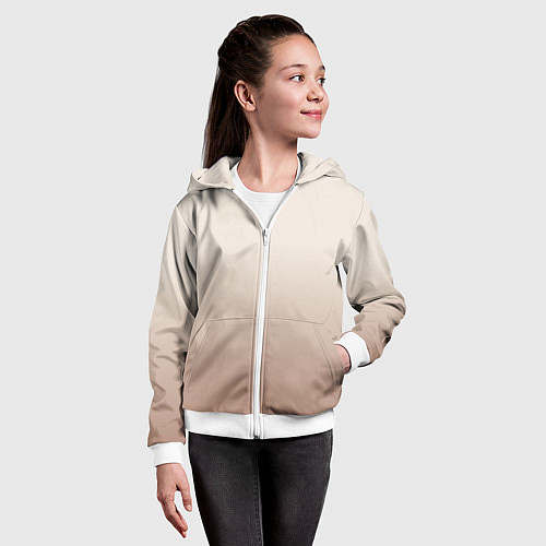 Детская толстовка на молнии Градиент песочный / 3D-Белый – фото 4