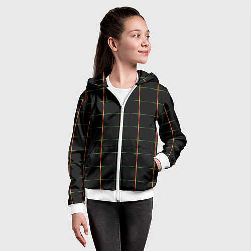 Детская толстовка на молнии Color black orange green crosses / 3D-Белый – фото 4