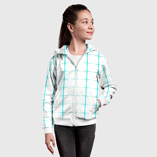 Детская толстовка на молнии Color white light blue crosses / 3D-Белый – фото 4