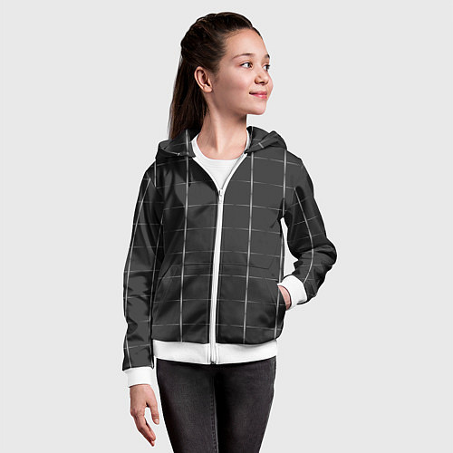 Детская толстовка на молнии Color grey white lines / 3D-Белый – фото 4