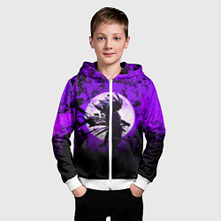 Толстовка на молнии детская Самурай при луне, цвет: 3D-белый — фото 2