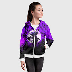 Толстовка на молнии детская Самурай при луне, цвет: 3D-белый — фото 2