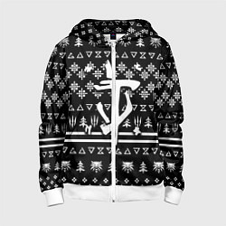 Толстовка на молнии детская Doom x witcher pattern, цвет: 3D-белый