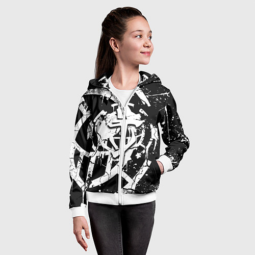 Детская толстовка на молнии Doom smile game / 3D-Белый – фото 4