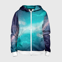 Толстовка на молнии детская Галактическое сияние небес, цвет: 3D-белый