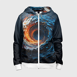 Детская толстовка на молнии Краска синяя и оранжевая в форме вихря