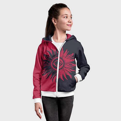 Детская толстовка на молнии Солнце красно-синее / 3D-Белый – фото 4