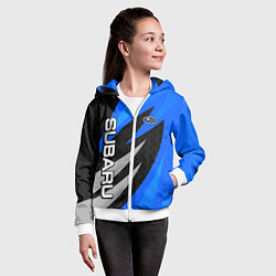 Толстовка на молнии детская Subaru - синий, цвет: 3D-белый — фото 2