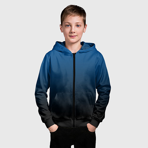 Детская толстовка на молнии Лазурит тёмно-синий / 3D-Черный – фото 3