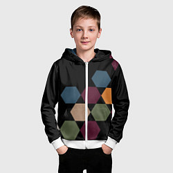 Толстовка на молнии детская Honeycombs autumn colors, цвет: 3D-белый — фото 2