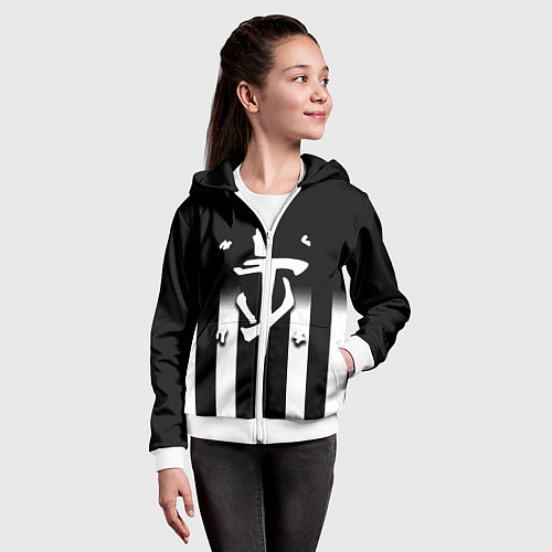 Детская толстовка на молнии Doom line white / 3D-Белый – фото 4