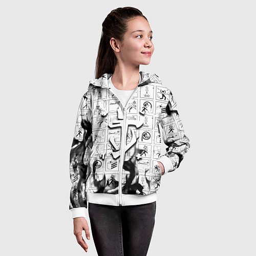 Детская толстовка на молнии Doom x portal fire / 3D-Белый – фото 4