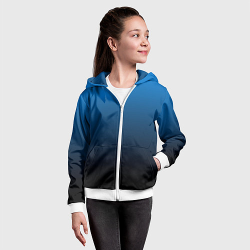 Детская толстовка на молнии Blue gradient / 3D-Белый – фото 4