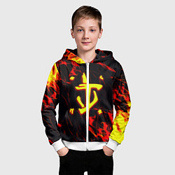 Толстовка на молнии детская Doom огненные искры, цвет: 3D-белый — фото 2