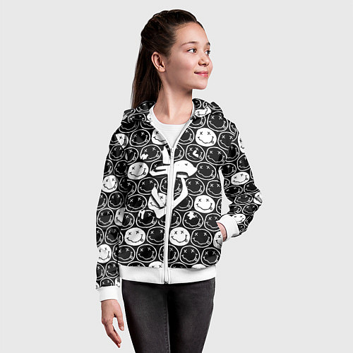 Детская толстовка на молнии Doom x nirvana pattern / 3D-Белый – фото 4
