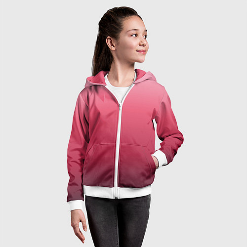 Детская толстовка на молнии Градиент гранатовый / 3D-Белый – фото 4