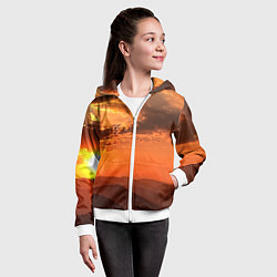 Толстовка на молнии детская Закат на перевале актопрак, цвет: 3D-белый — фото 2