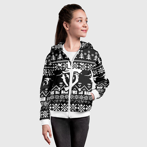 Детская толстовка на молнии Doom x elders scrolls pattern / 3D-Белый – фото 4