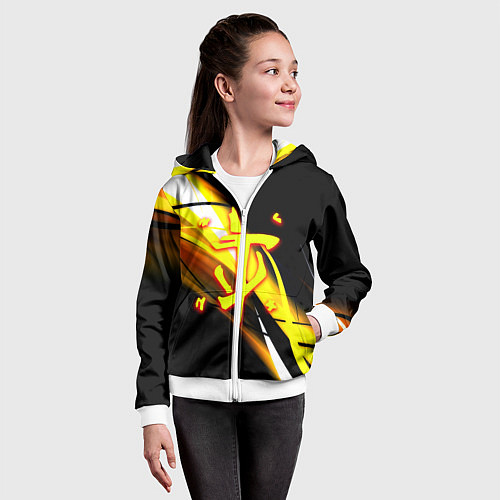 Детская толстовка на молнии Doom геометрия из полос / 3D-Белый – фото 4
