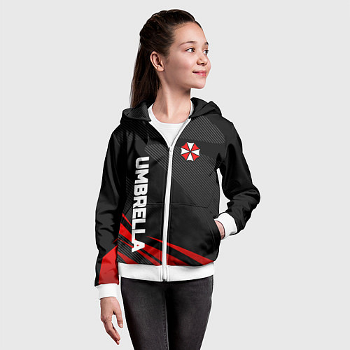 Детская толстовка на молнии Umbrella - спорт / 3D-Белый – фото 4