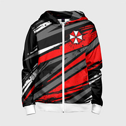 Толстовка на молнии детская Umbrella - red lines, цвет: 3D-белый