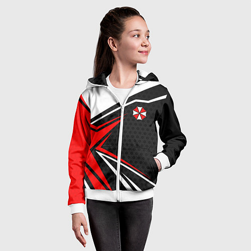 Детская толстовка на молнии Umbrella - red uniform / 3D-Белый – фото 4