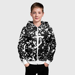 Толстовка на молнии детская Дум белые брызги красок, цвет: 3D-белый — фото 2
