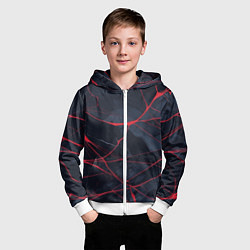 Толстовка на молнии детская Мраморные узоры из переплетений красных линий, цвет: 3D-белый — фото 2