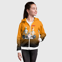 Толстовка на молнии детская Механик Бендер и пилот формулы 1 Фрай, цвет: 3D-белый — фото 2