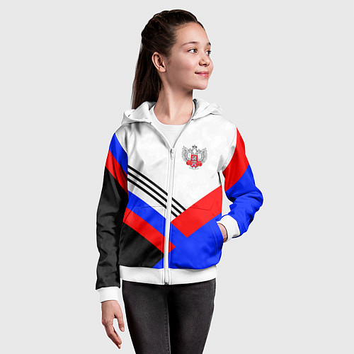 Детская толстовка на молнии Федерация бокса - Россия / 3D-Белый – фото 4