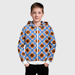 Толстовка на молнии детская Калейдоскоп на голубом фоне, цвет: 3D-белый — фото 2
