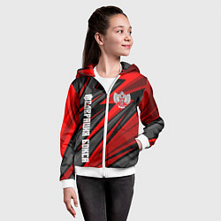 Толстовка на молнии детская Федерация бокса России - красный спорт, цвет: 3D-белый — фото 2