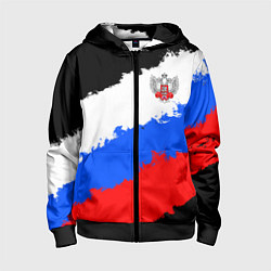 Толстовка на молнии детская Федерация бокса России - триколор, цвет: 3D-черный