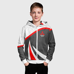 Толстовка на молнии детская Mitsubishi - красный и серый, цвет: 3D-белый — фото 2