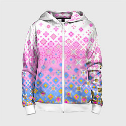Толстовка на молнии детская Розово-голубой узор, цвет: 3D-белый