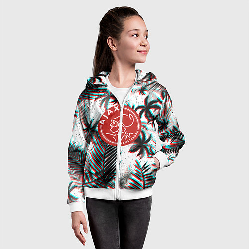 Детская толстовка на молнии Ajax тропики глитч / 3D-Белый – фото 4